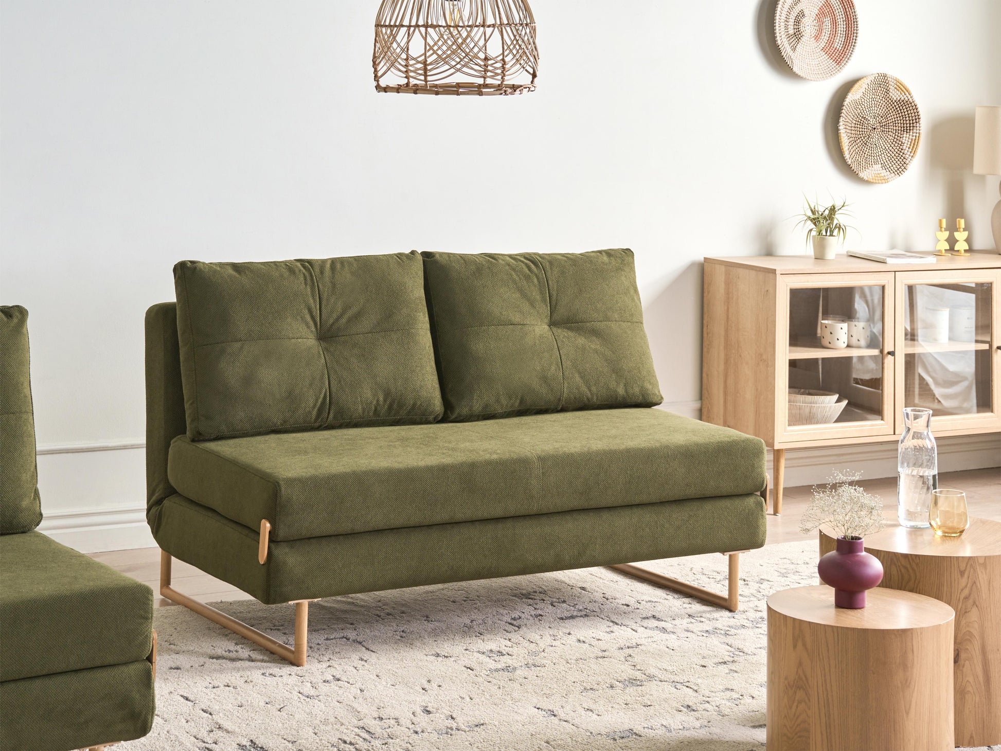  Sofa Bed 3 Seater JERSLEV Fabric Green