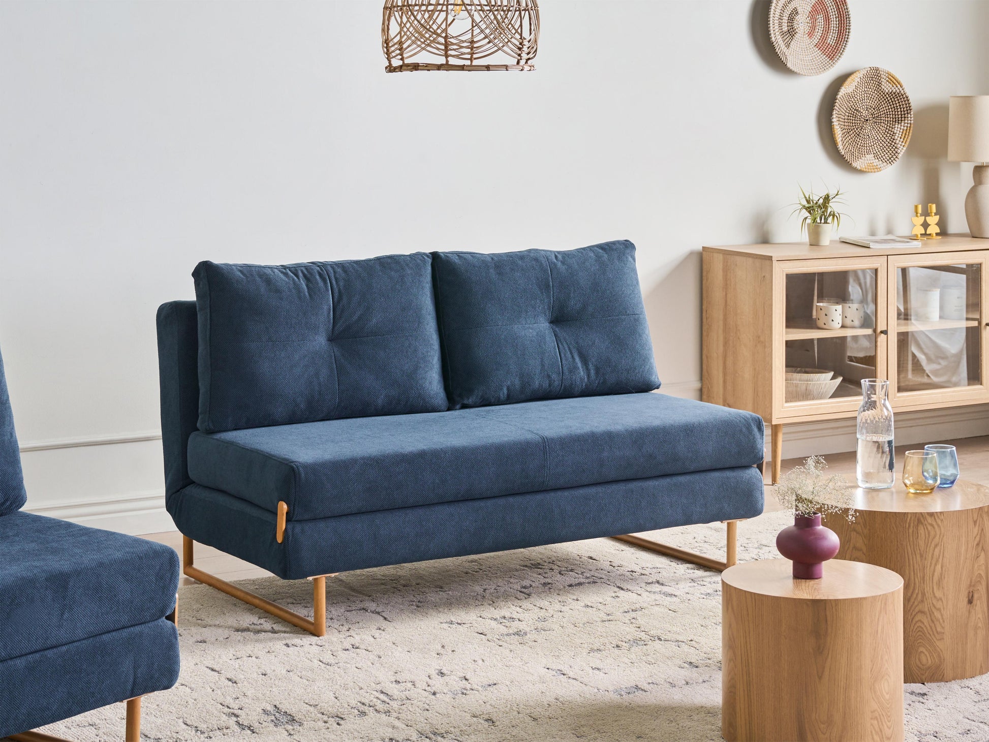  Sofa Bed 3 Seater JERSLEV Fabric Blue