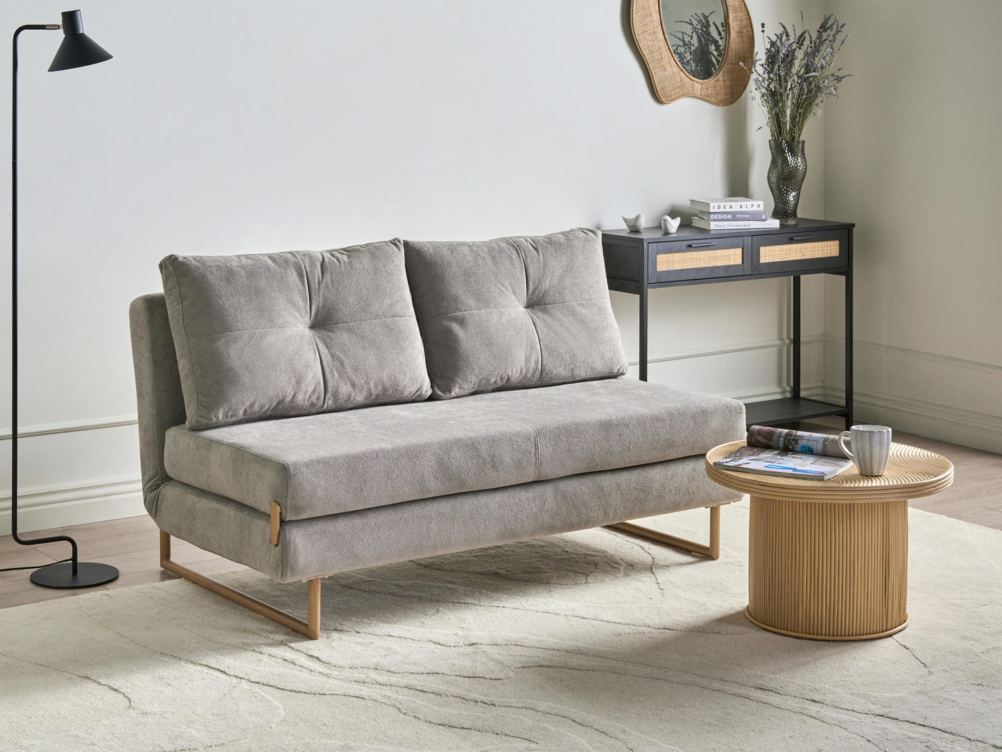  Sofa Bed 3 Seater JERSLEV Fabric Grey