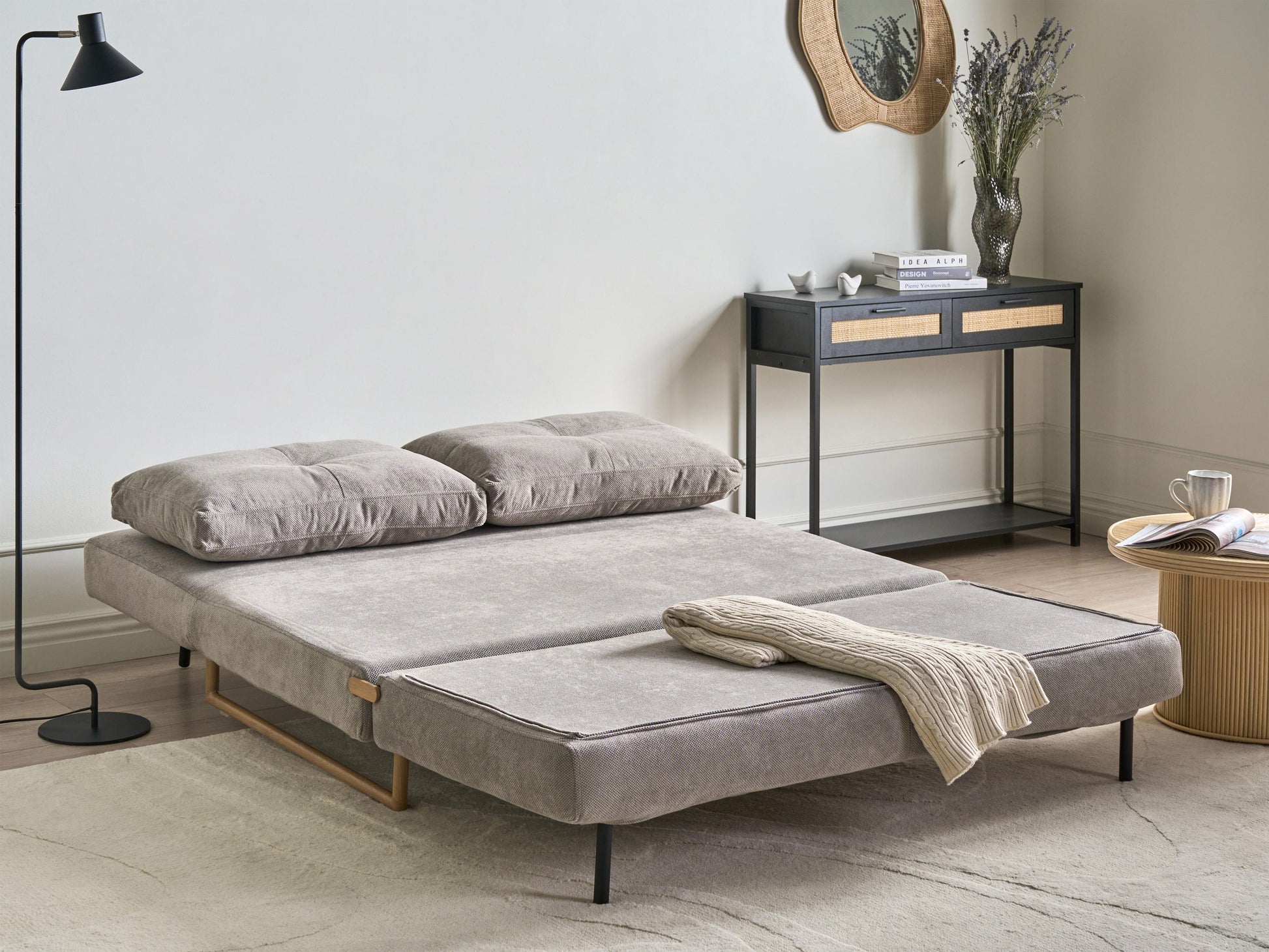  Sofa Bed 3 Seater JERSLEV Fabric Grey
