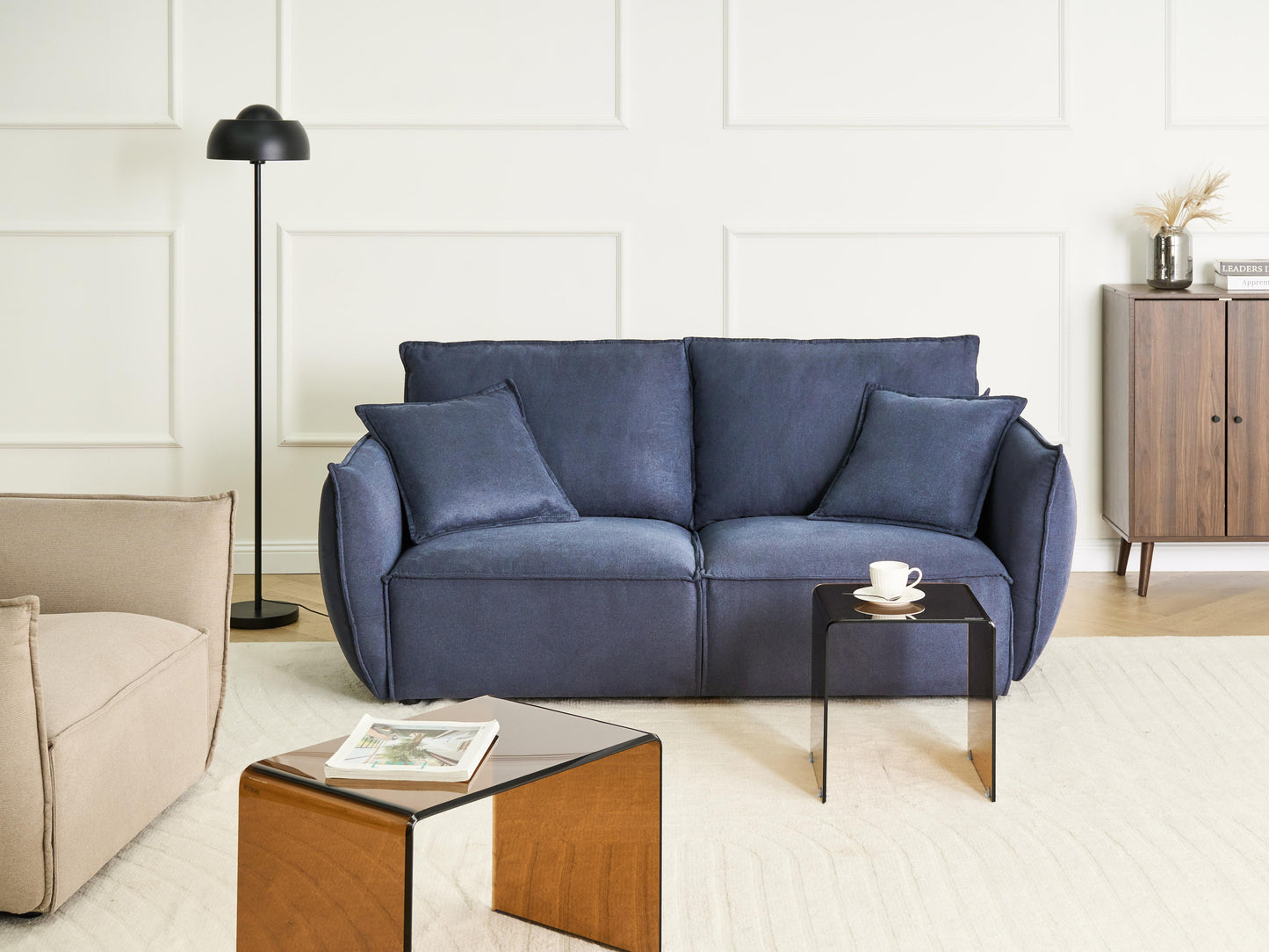  Sofa 3 Seater KUNES Fabric Dark Blue