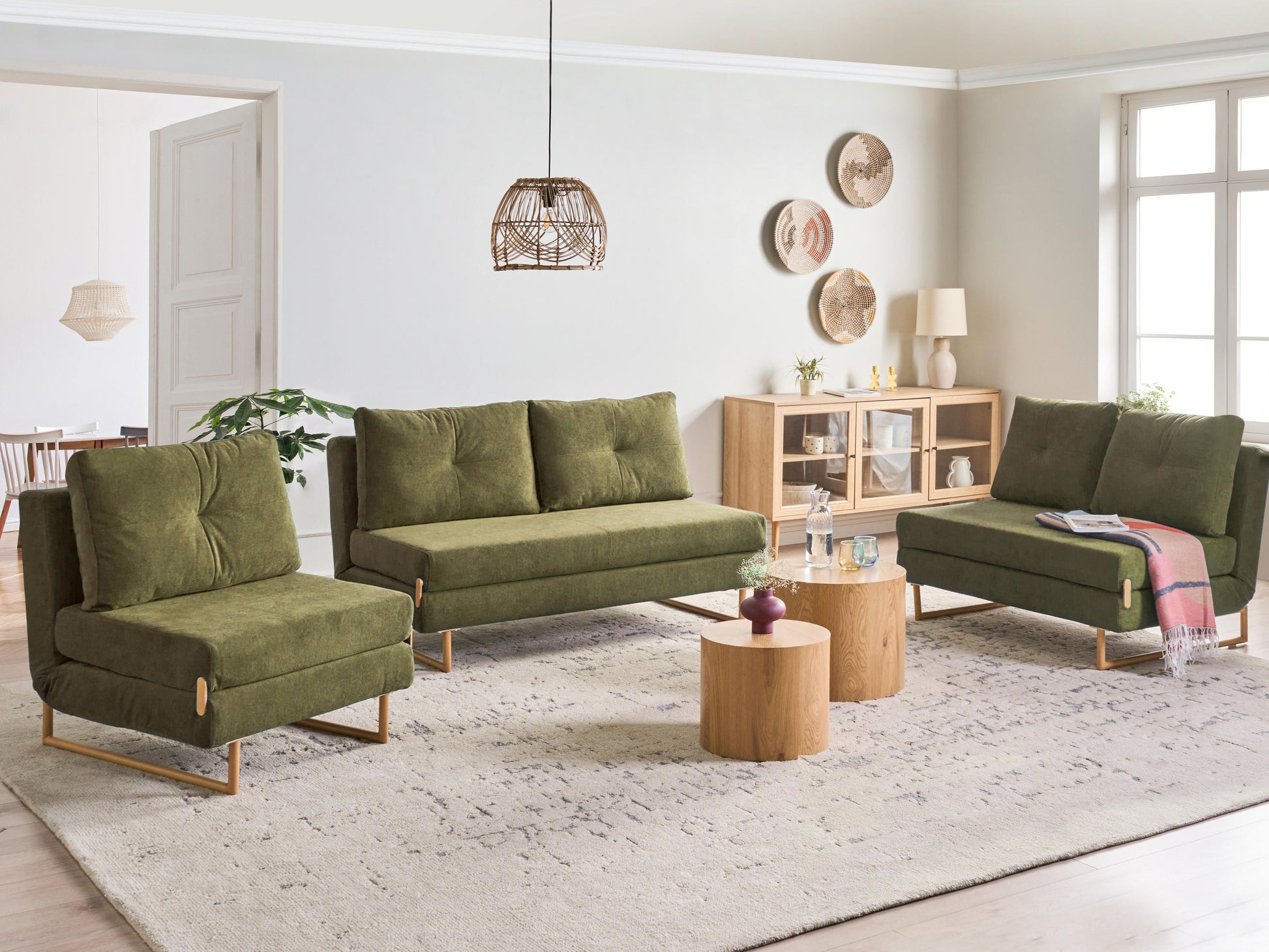  Single Sofa Bed JERSLEV Fabric Green