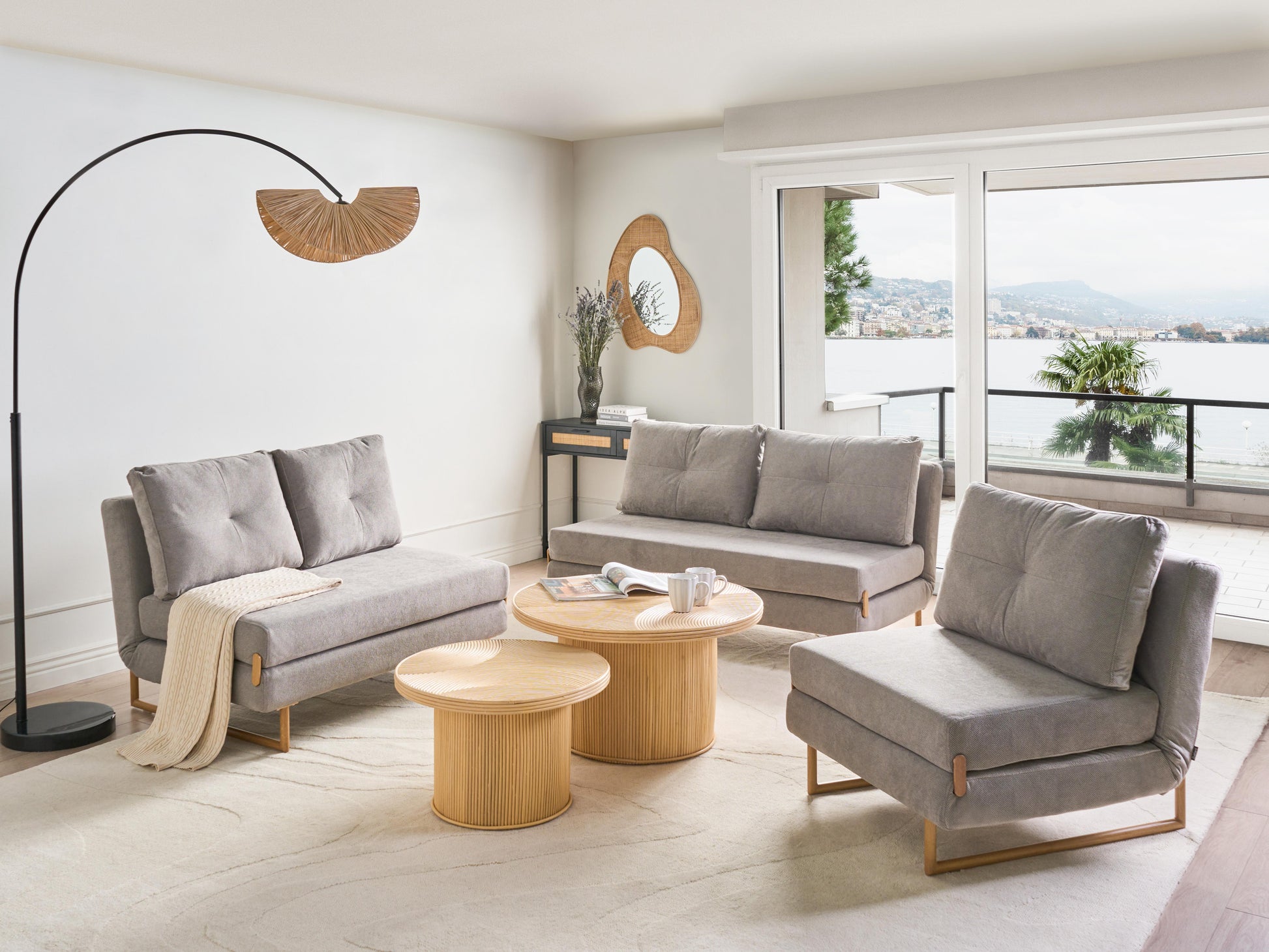  Single Sofa Bed JERSLEV Fabric Grey