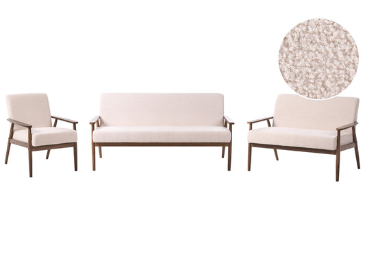  Living Room Set 6 Seater ESRUM Boucle Dark Brown/ Beige
