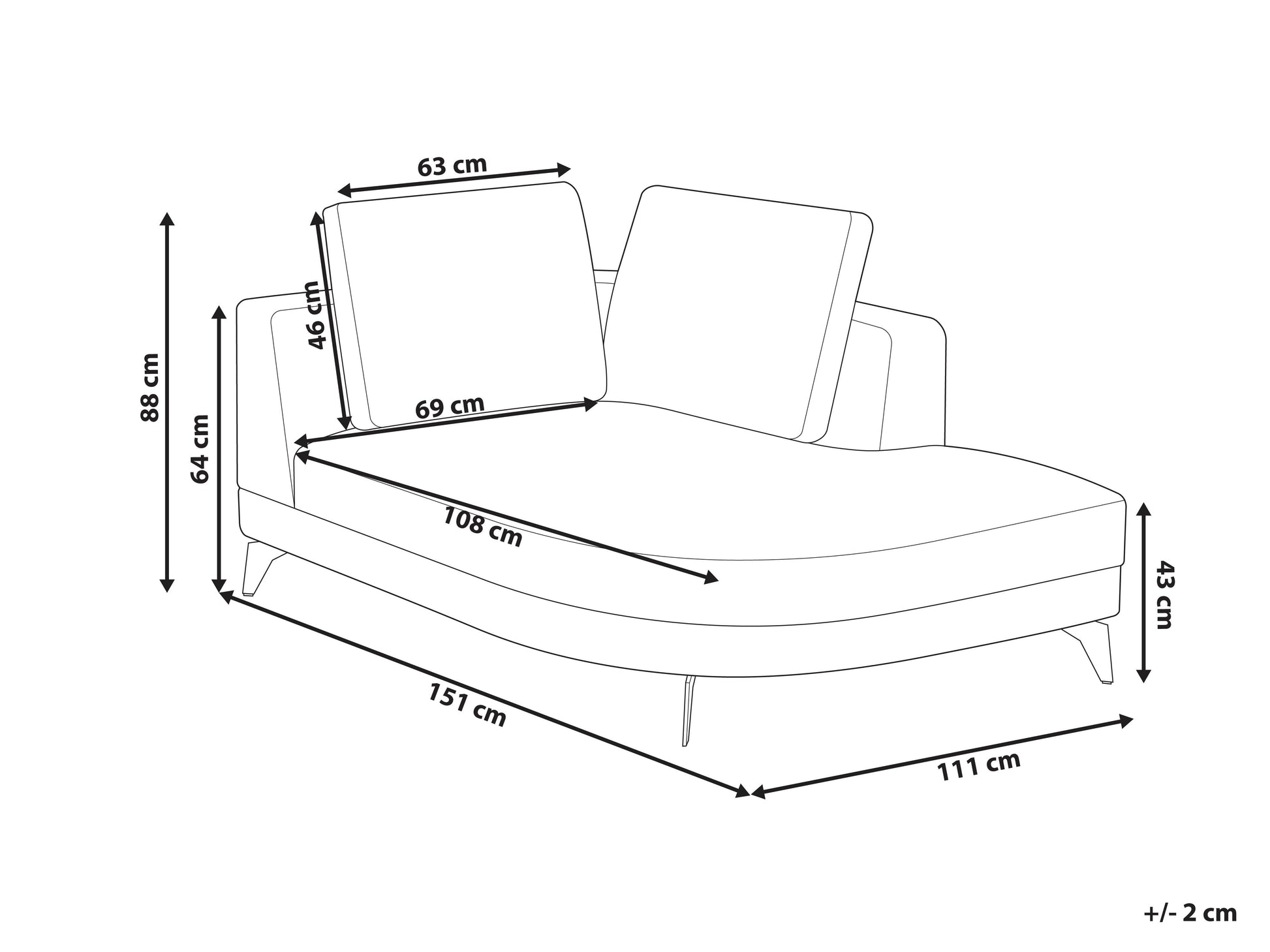  Chaise Longue MARUM Faux Linen Grey