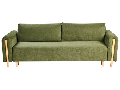  Sofa Bed 3 Seater KVAM Fabric Green With Storage