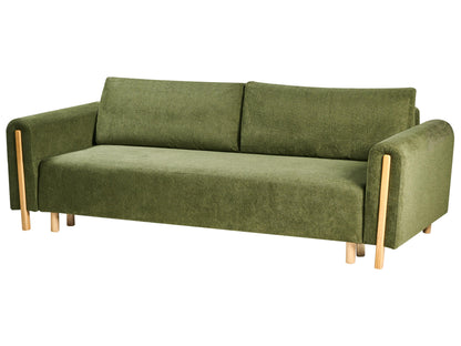  Sofa Bed 3 Seater KVAM Fabric Green With Storage