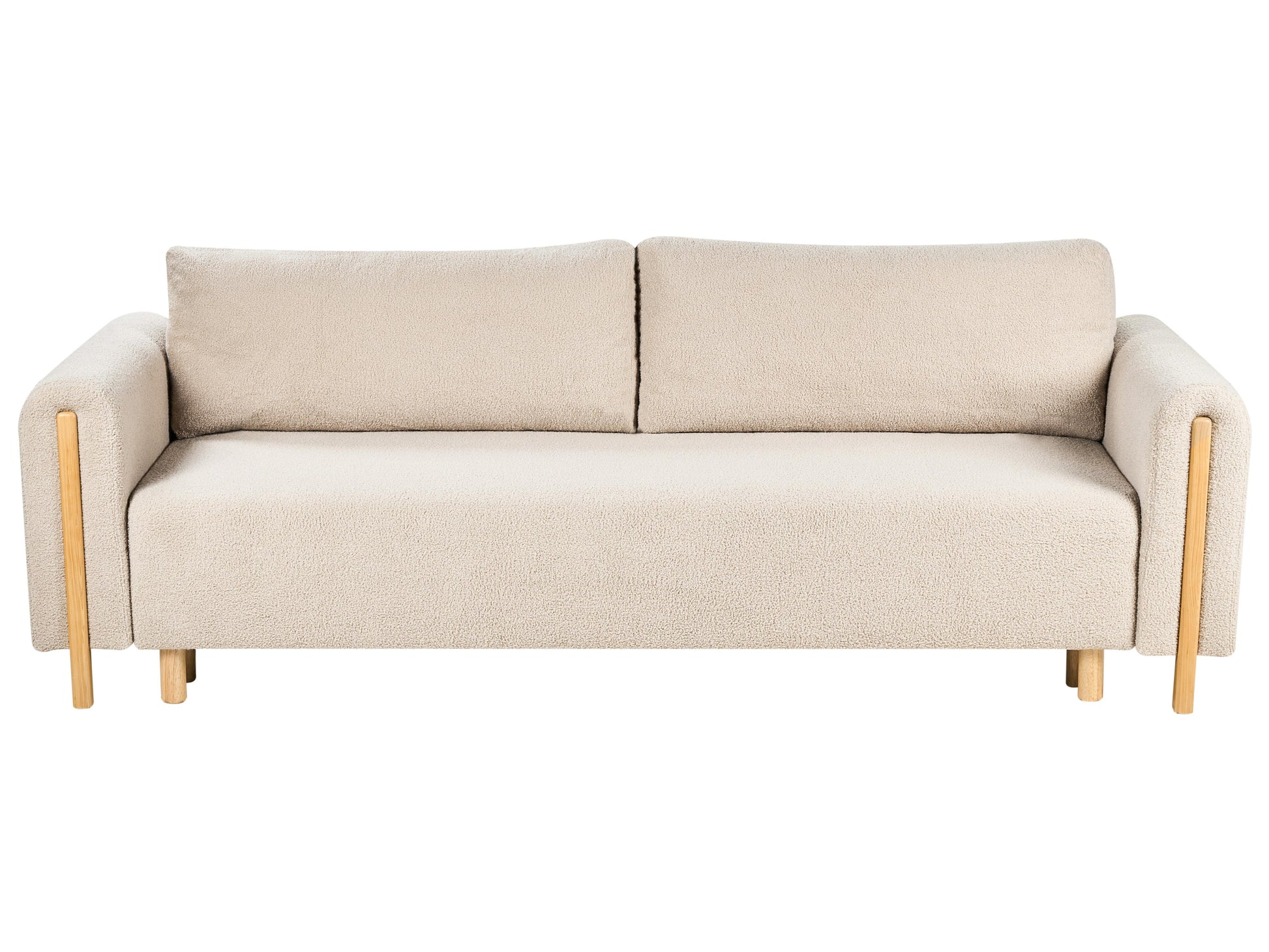  Sofa Bed 3 Seater KVAM Boucle Light Beige With Storage