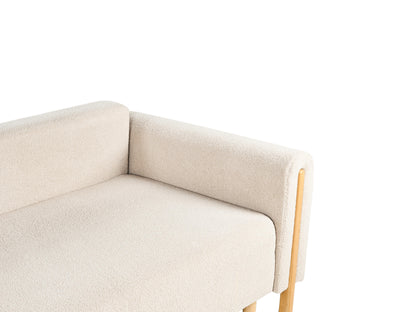  Sofa Bed 3 Seater KVAM Boucle Light Beige With Storage