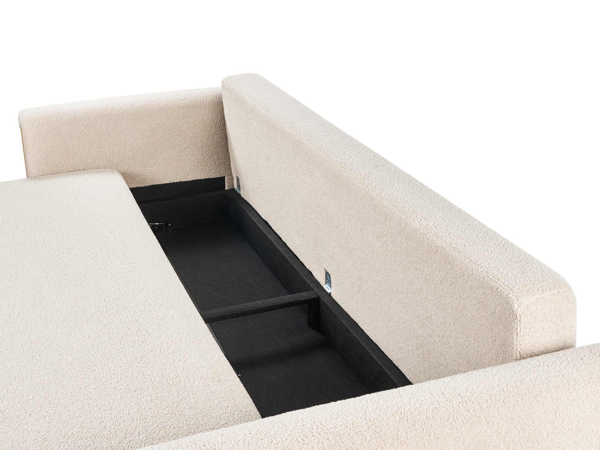  Sofa Bed 3 Seater KVAM Boucle Light Beige With Storage