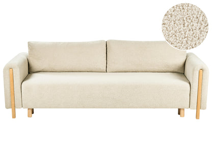  Sofa Bed 3 Seater KVAM Boucle Off-White With Storage
