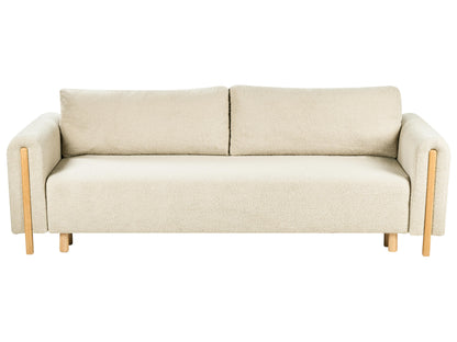  Sofa Bed 3 Seater KVAM Boucle Off-White With Storage