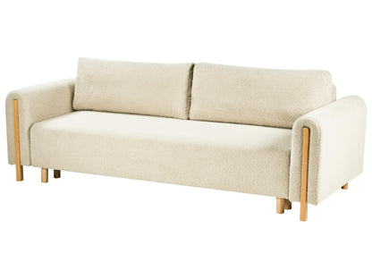  Sofa Bed 3 Seater KVAM Boucle Off-White With Storage