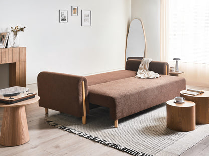  Sofa Bed 3 Seater KVAM Boucle Brown With Storage