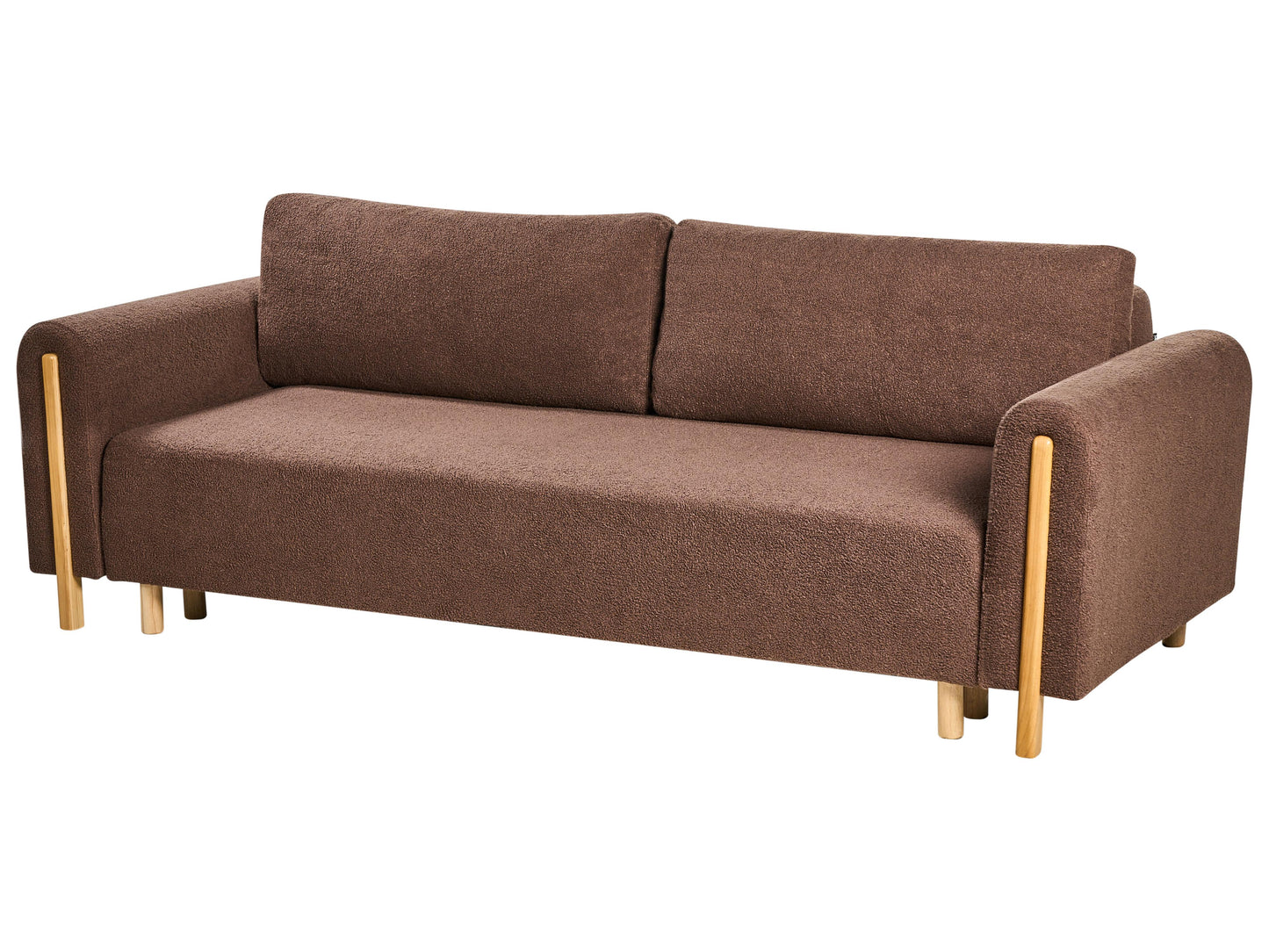  Sofa Bed 3 Seater KVAM Boucle Brown With Storage