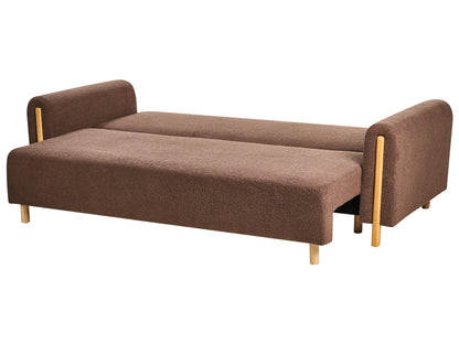  Sofa Bed 3 Seater KVAM Boucle Brown With Storage