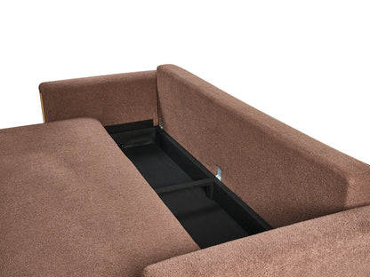  Sofa Bed 3 Seater KVAM Boucle Brown With Storage