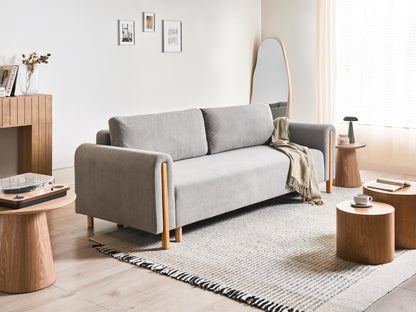  Sofa Bed 3 Seater KVAM Fabric Grey With Storage