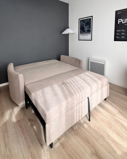  Sofa Bed 2 Seater HOVIN Fabric Taupe