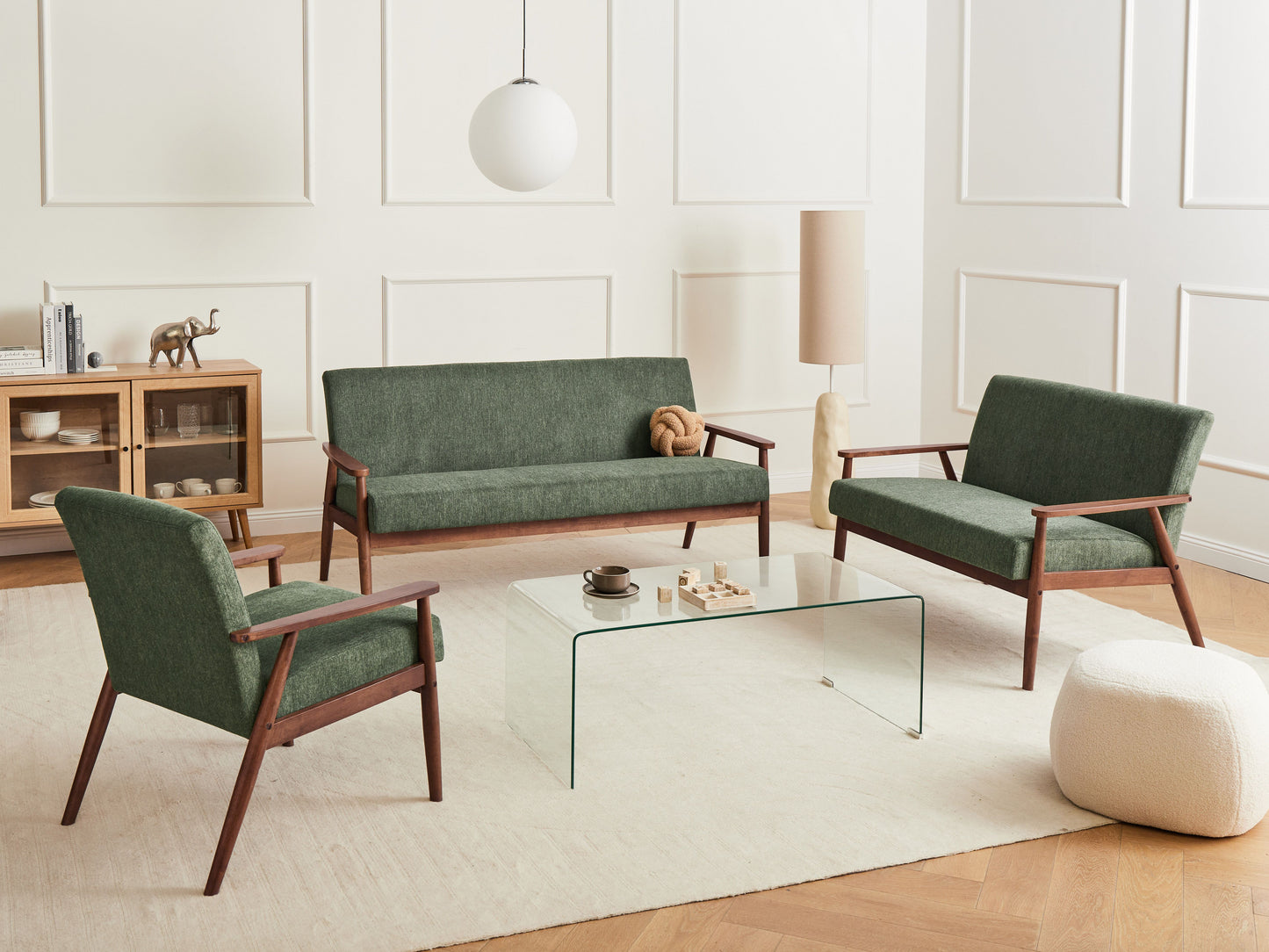  Sofa 2 Seater ESRUM Fabric Dark Brown/ Green