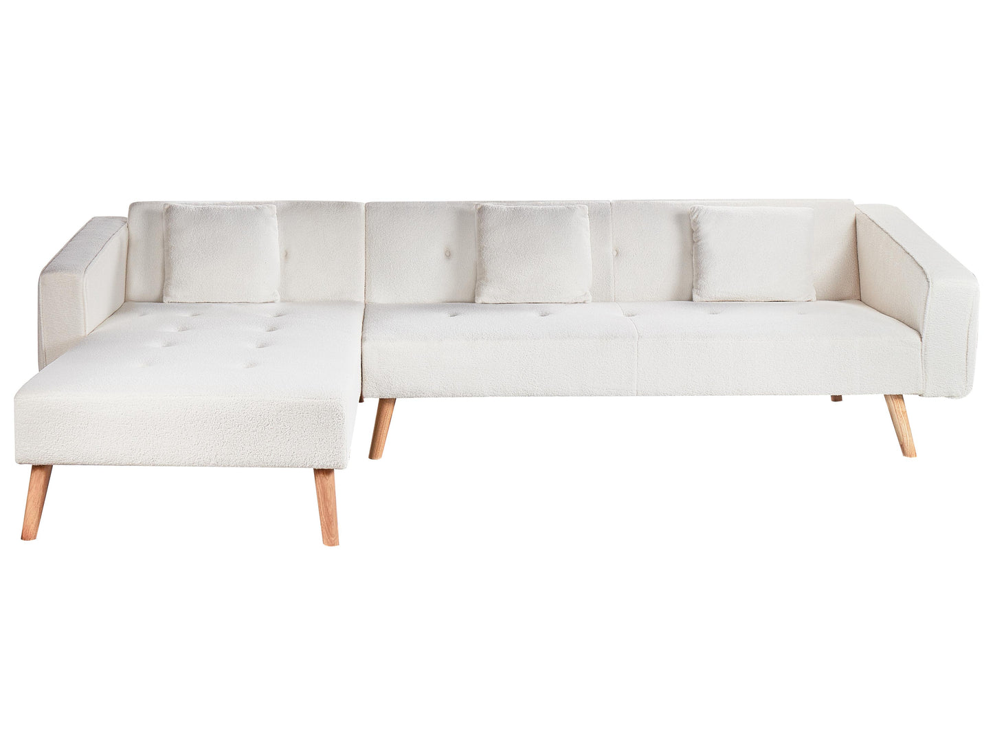  Corner Sofa Bed 4 Seater VADSO Boucle Off-White Right Hand