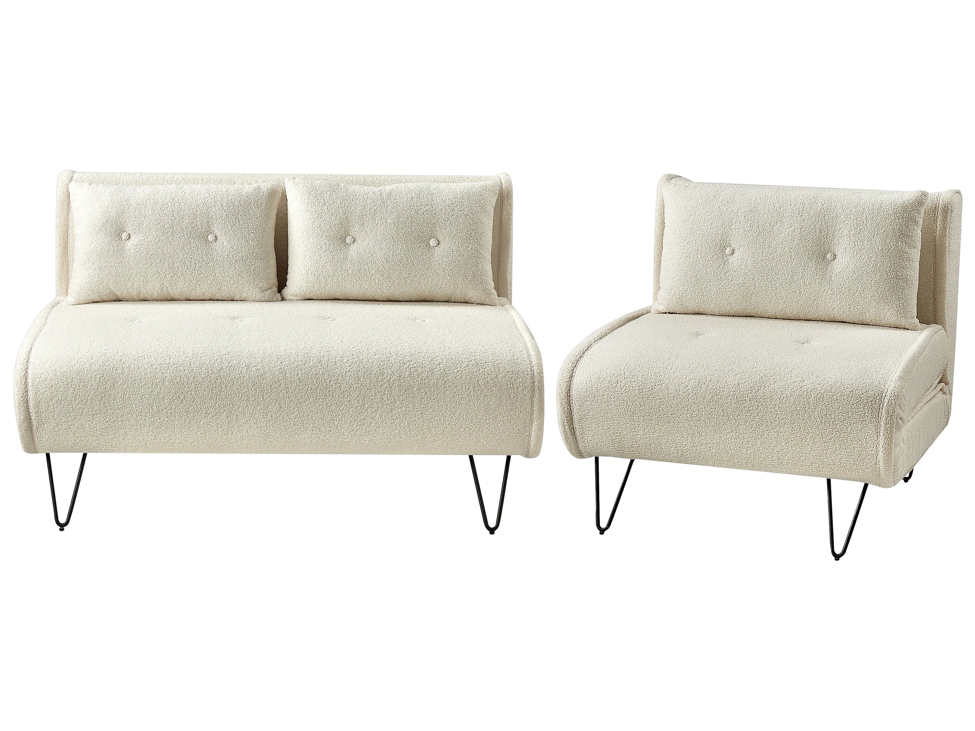  Living Room Set 3 Seater VESTFOLD Boucle Off-White