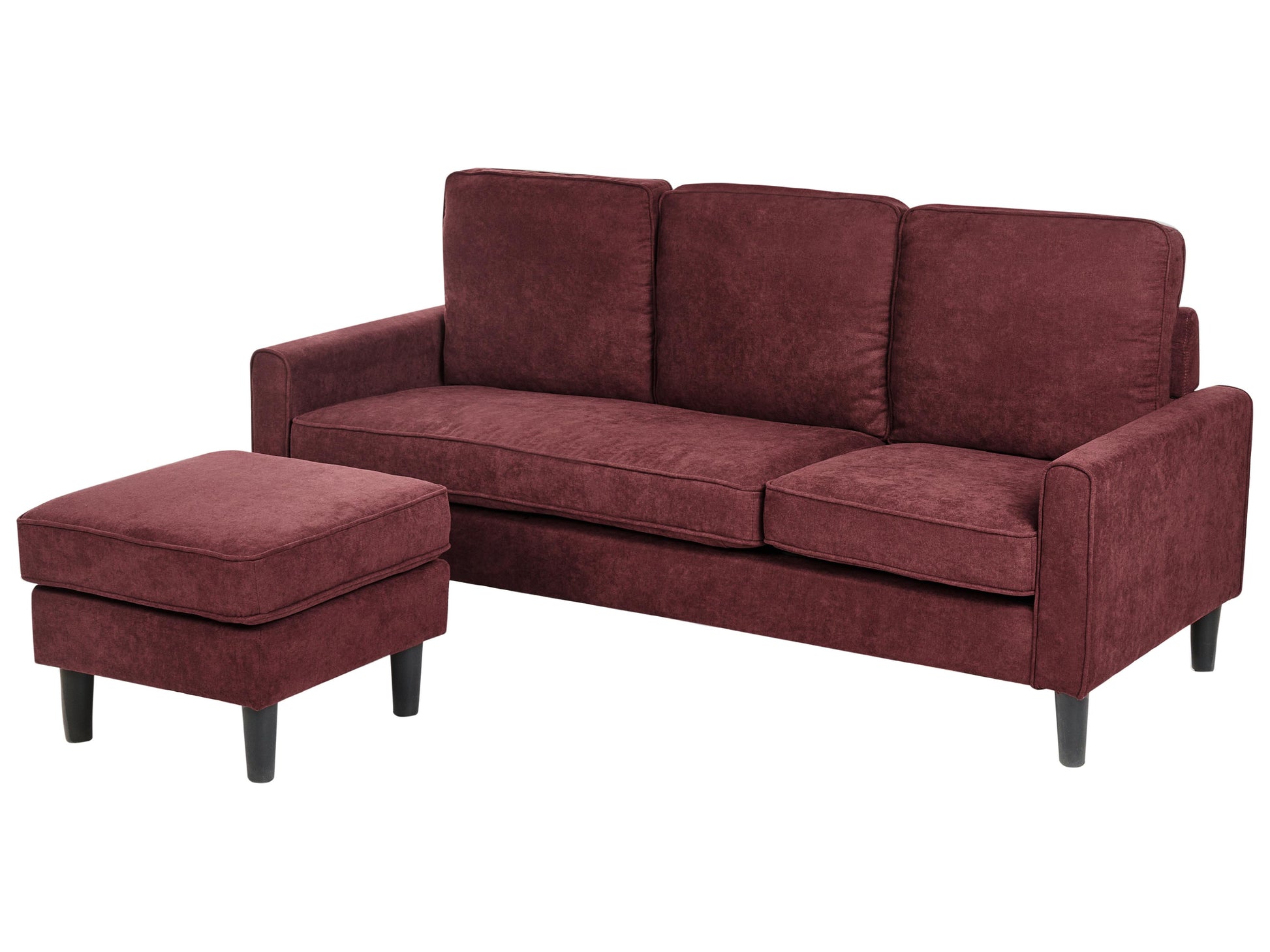  Sofa 3 Seater AVESTA Fabric Burgundy With Ottoman