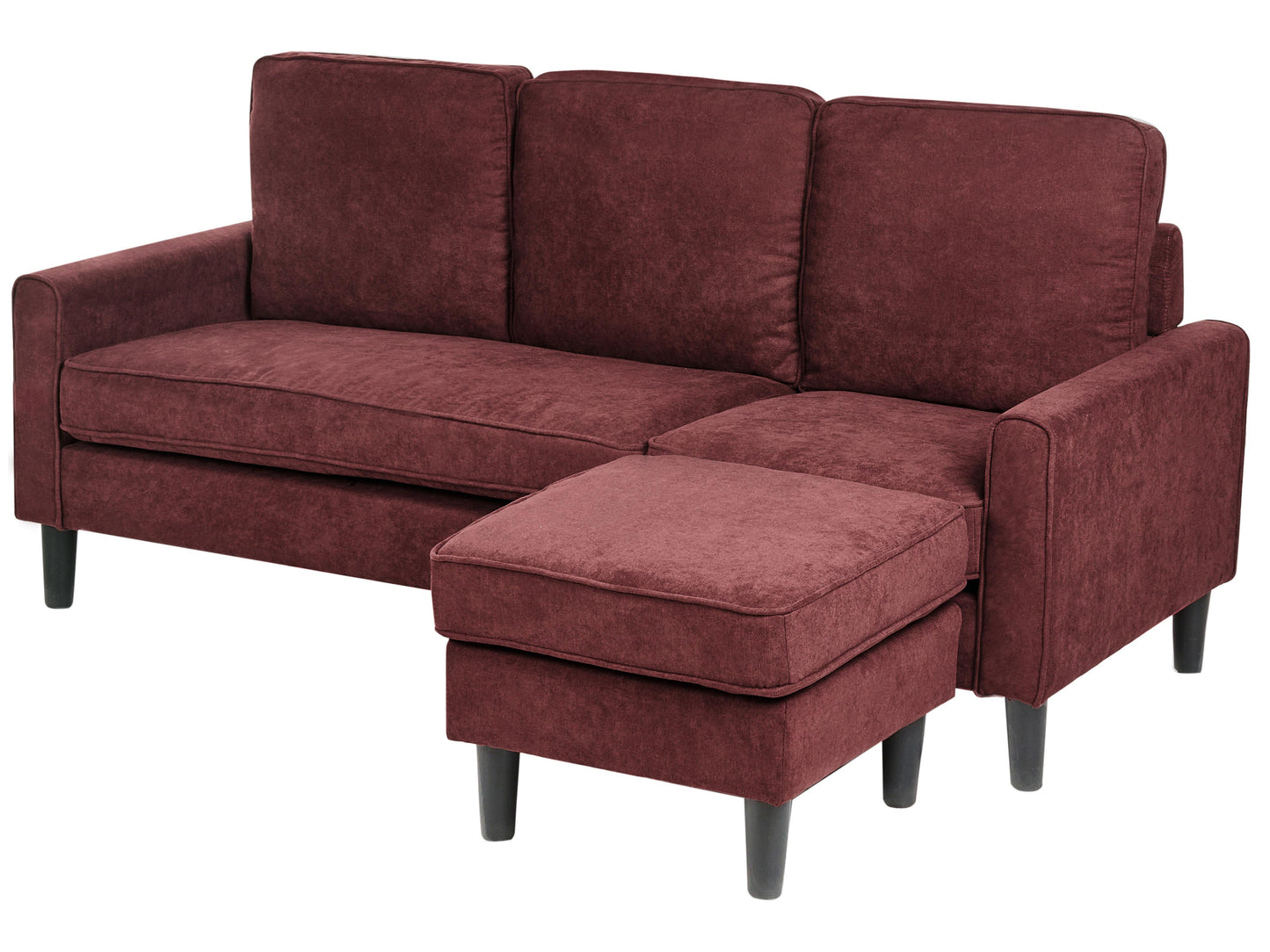  Sofa 3 Seater AVESTA Fabric Burgundy With Ottoman