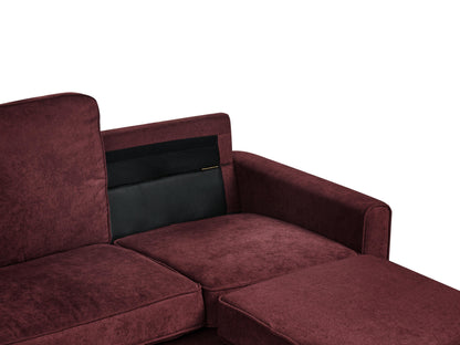 Sofa 3 Seater AVESTA Fabric Burgundy With Ottoman