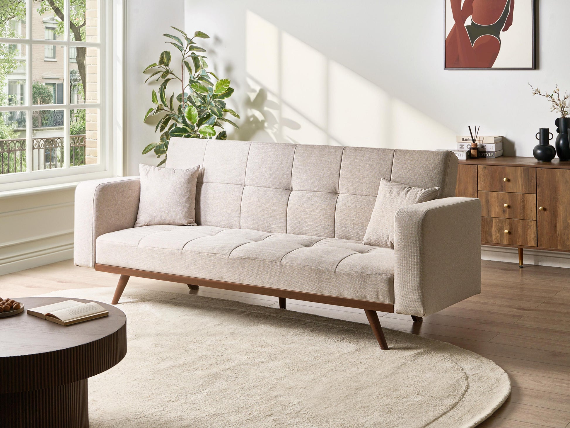  Sofa Bed 3 Seater HJULBY Light Beige