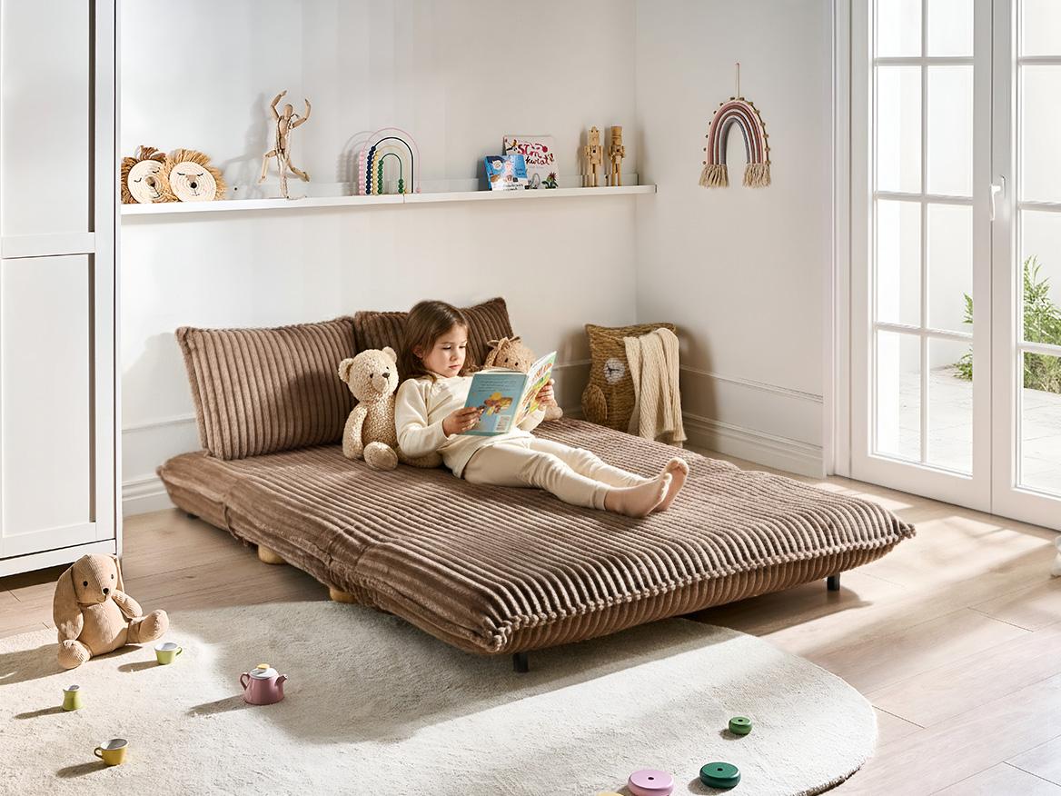  Sofa Bed 2 Seater ABISKO Corduroy Light Brown