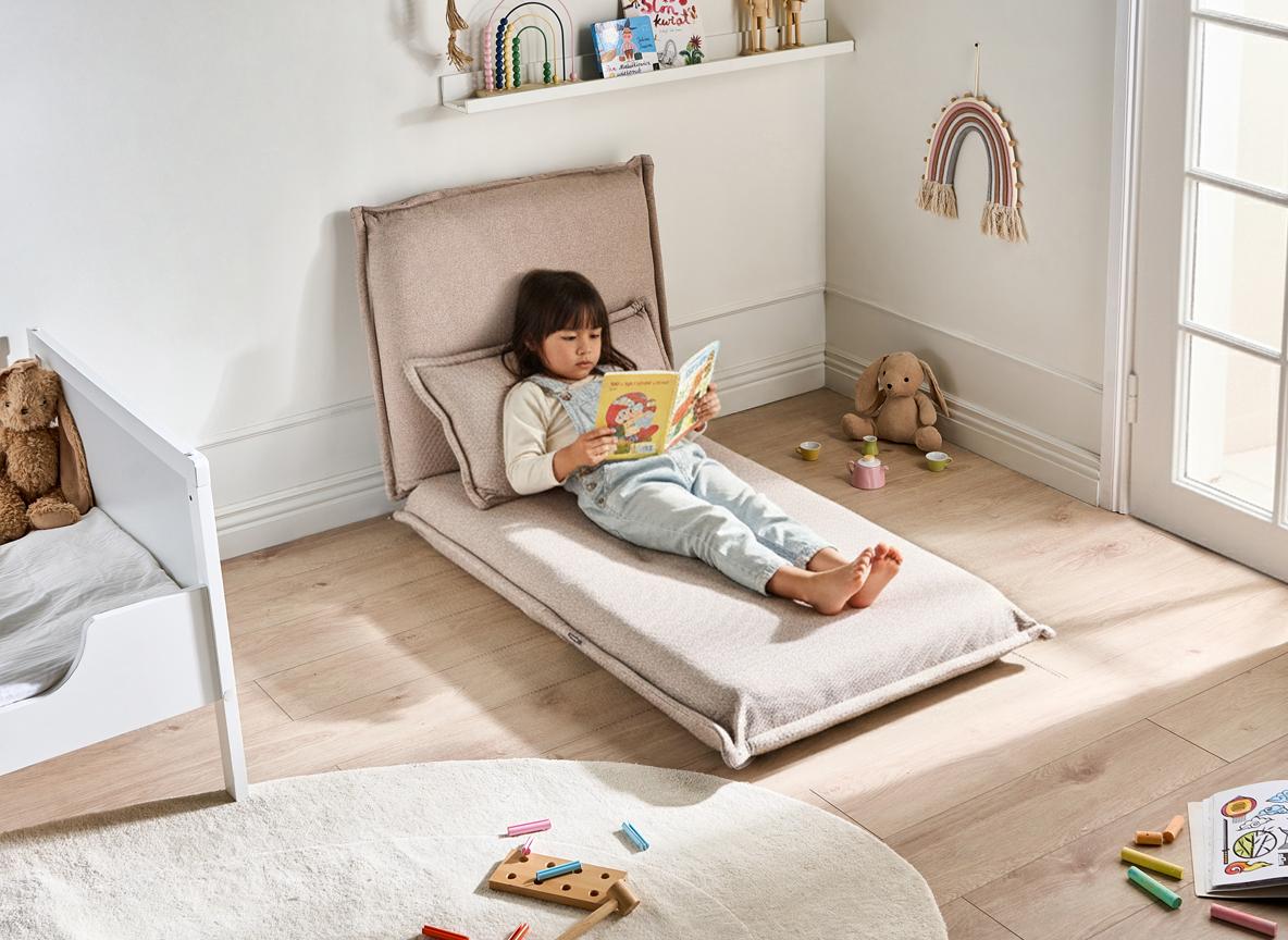  Single Sofa Bed DELLEN Fabric Beige