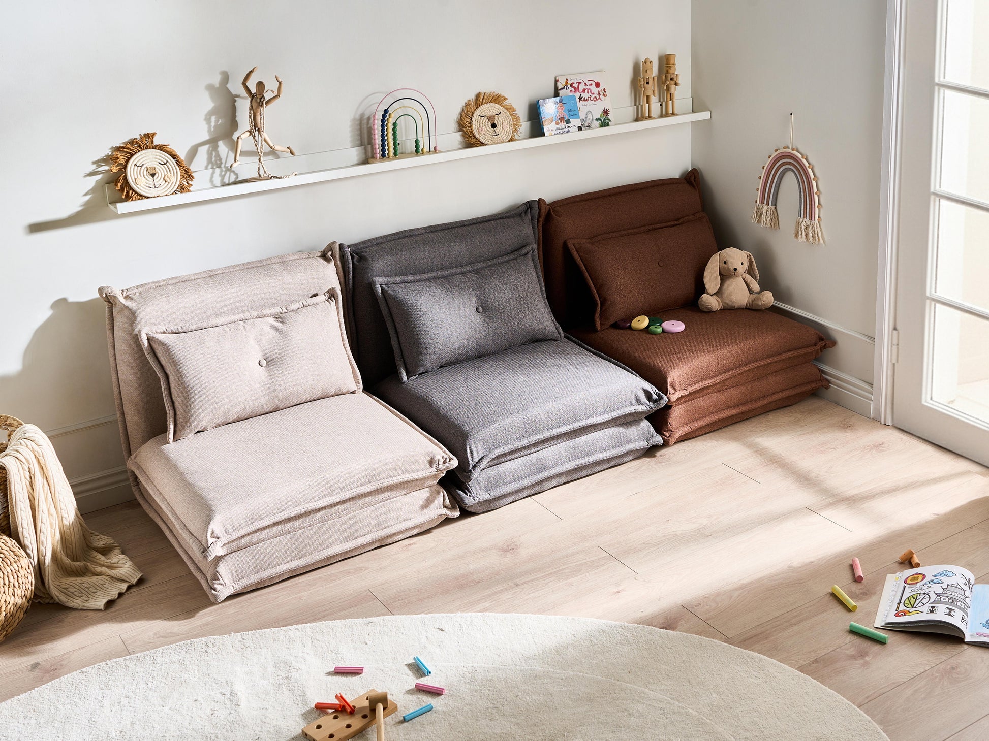 Single Sofa Bed DELLEN Fabric Dark Grey