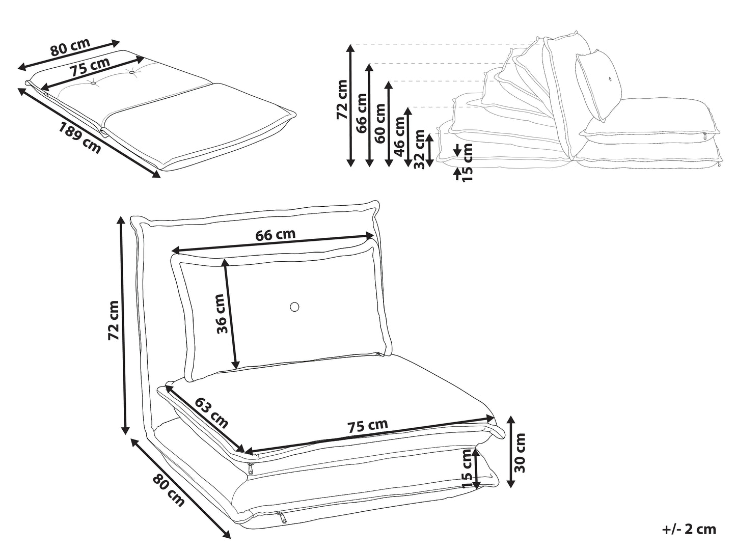  Single Sofa Bed DELLEN Fabric Dark Grey