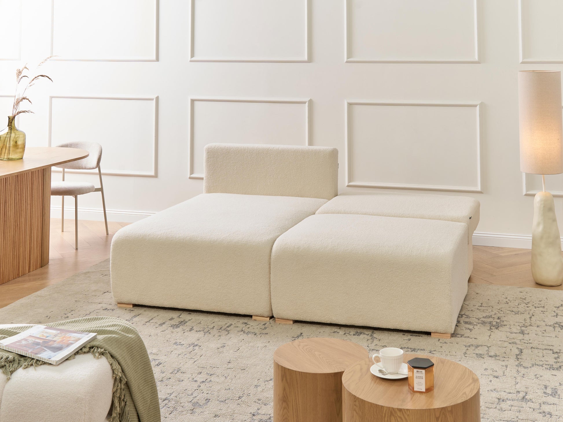  Modular Corner Sofa NERBO Boucle Off-White Right Hand