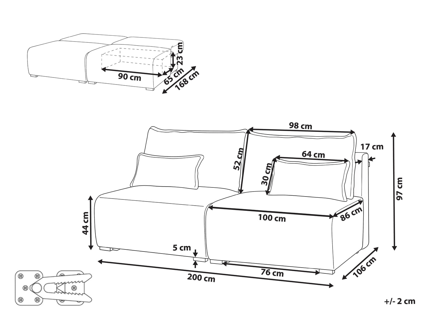  Modular Sofa 3 Seater NERBO Boucle Brown