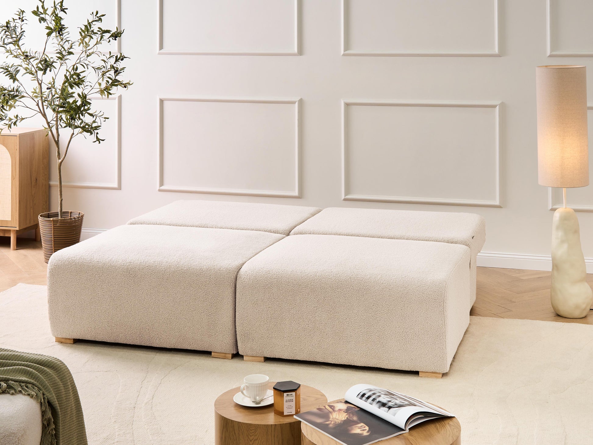  Modular Sofa 3 Seater NERBO Boucle Beige