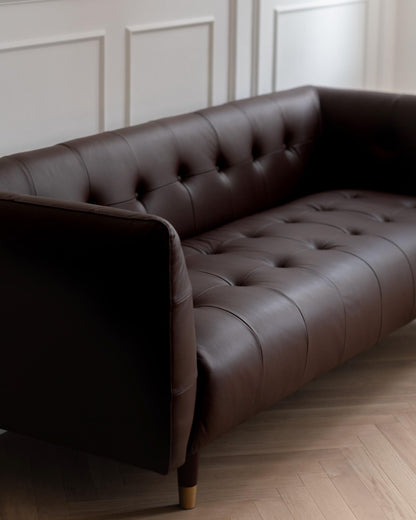  Sofa 3 Seater BYSKE Leather Dark Brown