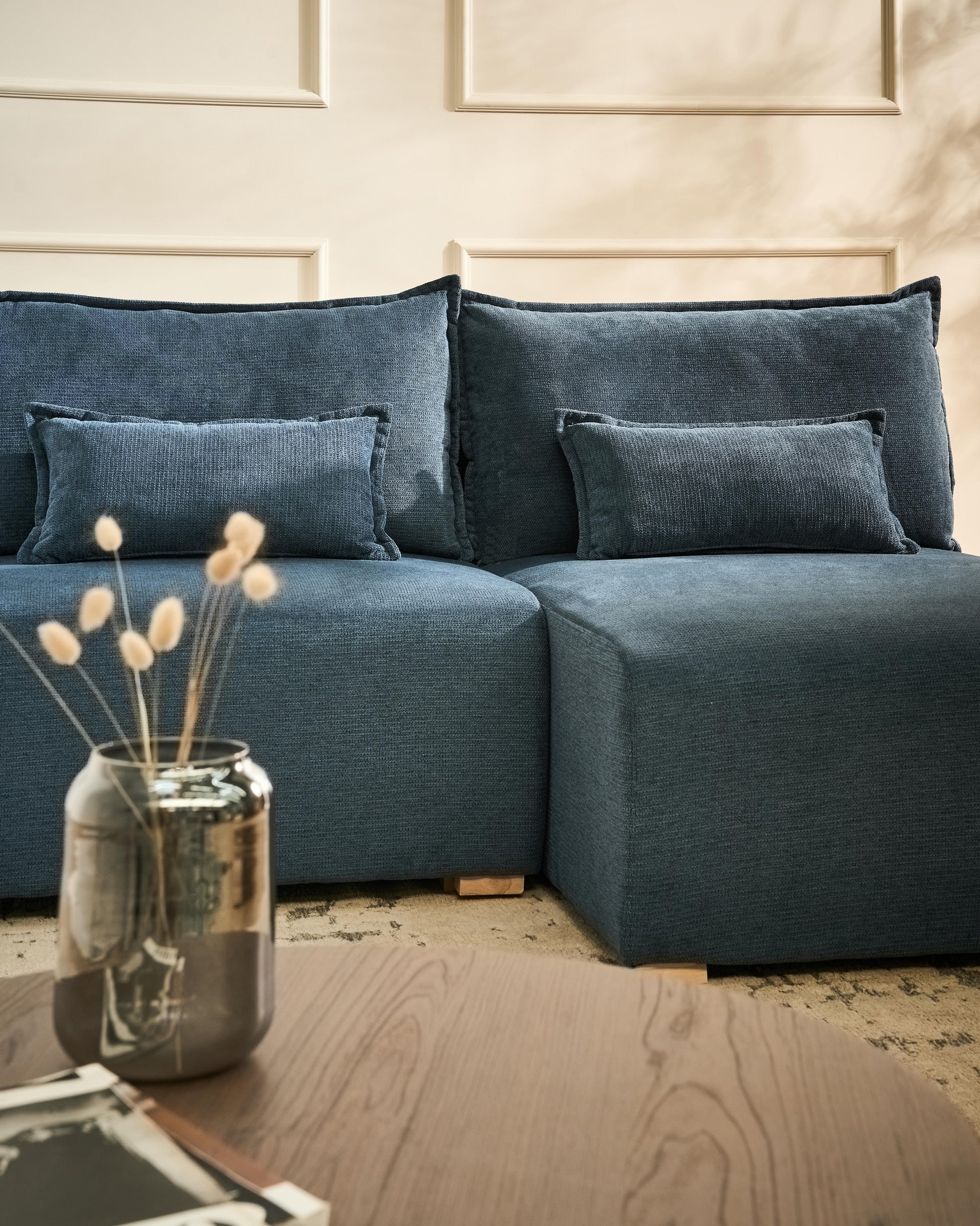  Modular Corner Sofa NERBO Fabric Blue Left Hand