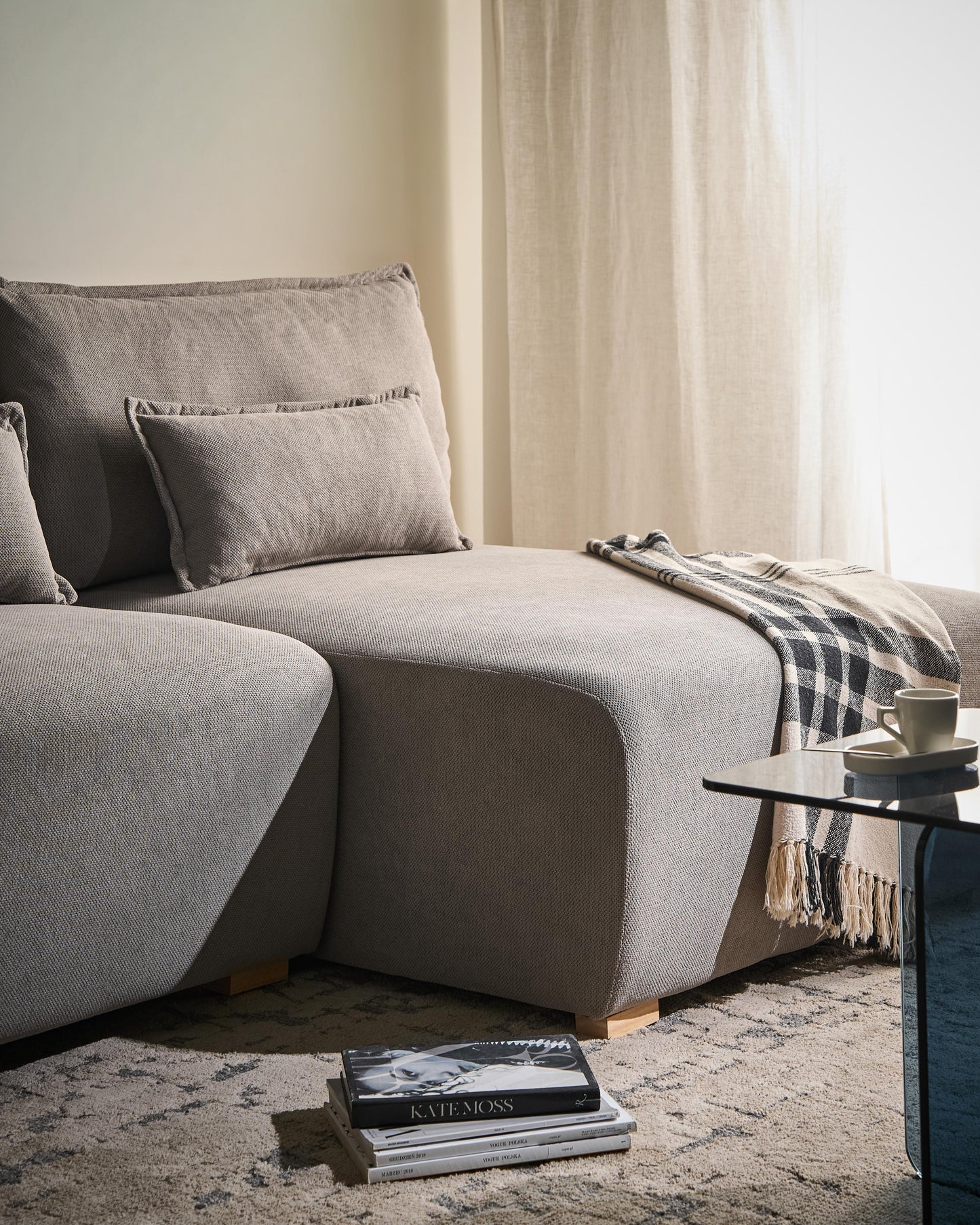  Modular Corner Sofa NERBO Fabric Grey Left Hand