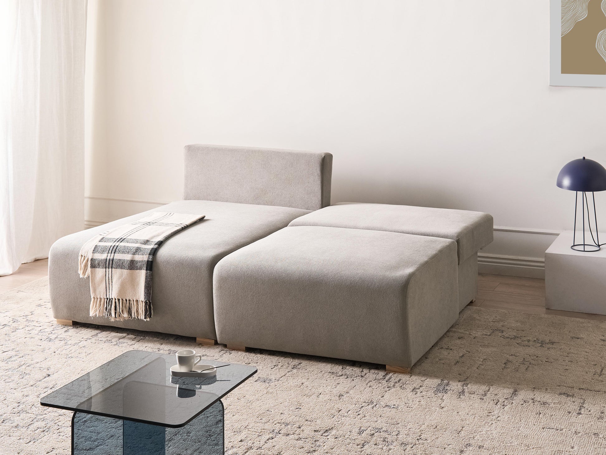  Modular Corner Sofa NERBO Fabric Grey Right Hand
