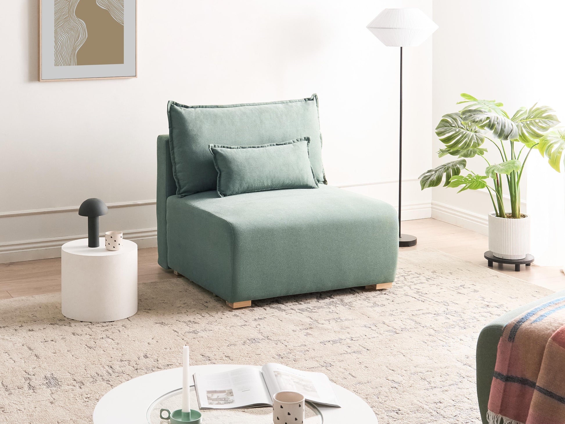  1-Seat Section NERBO Fabric Light Green