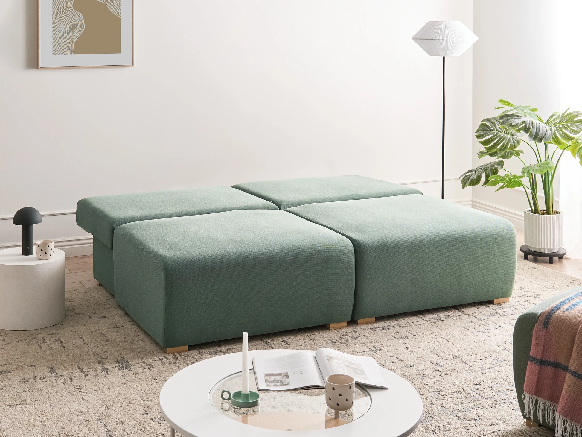  Modular Sofa 3 Seater NERBO Fabric Light Green