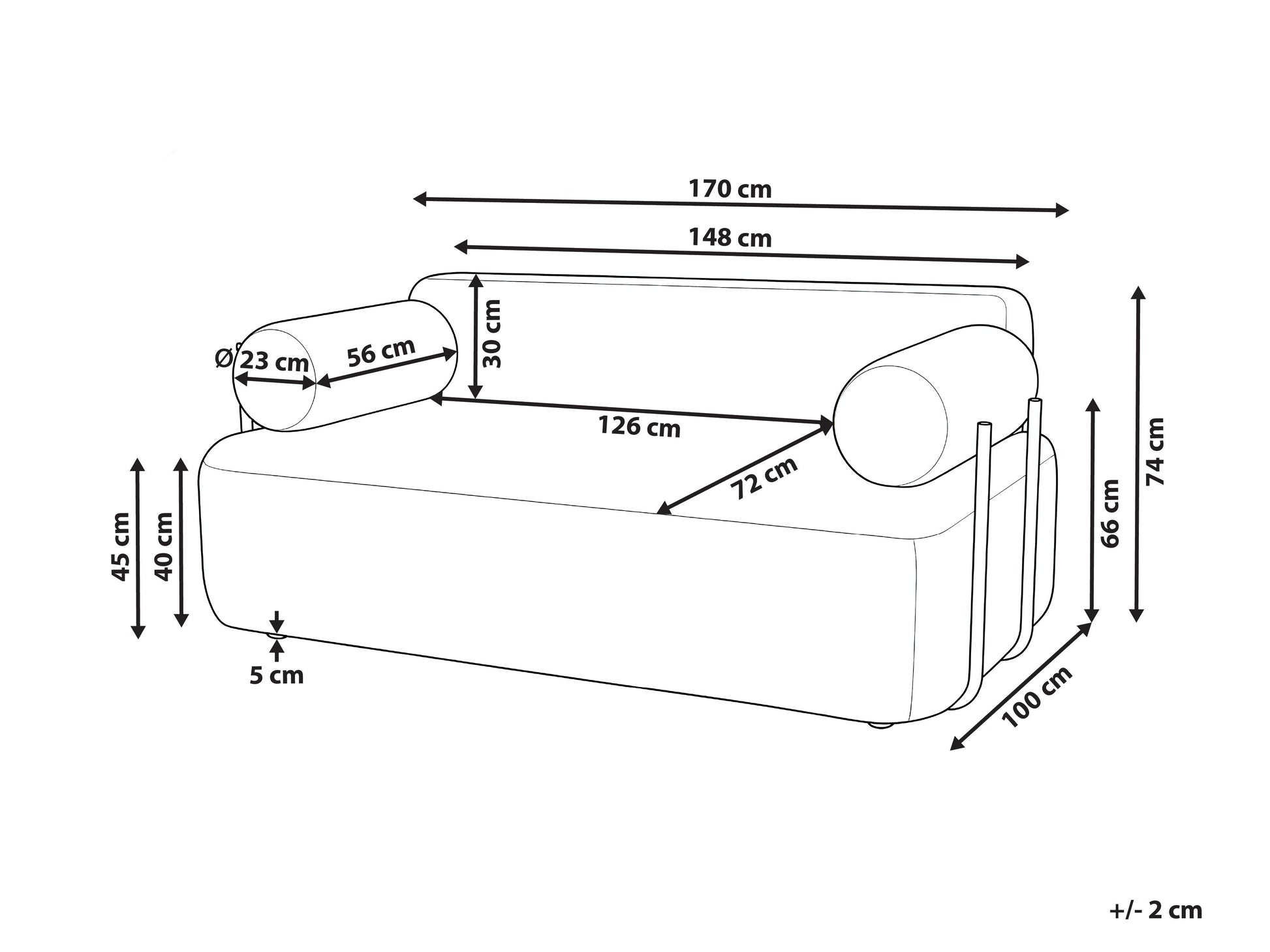  Sofa 2 Seater ELVA Fabric Light Green