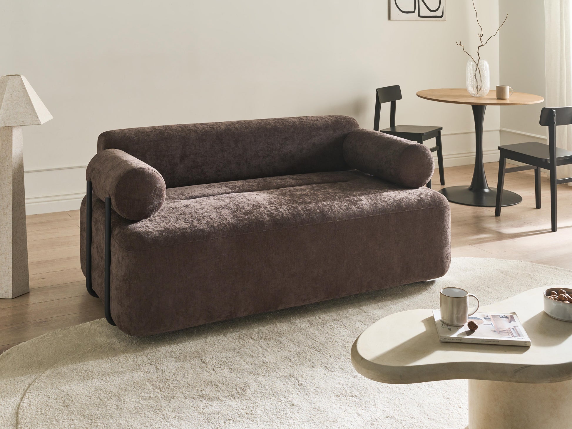  Sofa 2 Seater ELVA Chenille Dark Brown