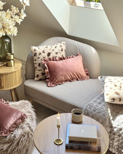  Left-Hand Chaise Lounge TANLAY Fabric Light Brown