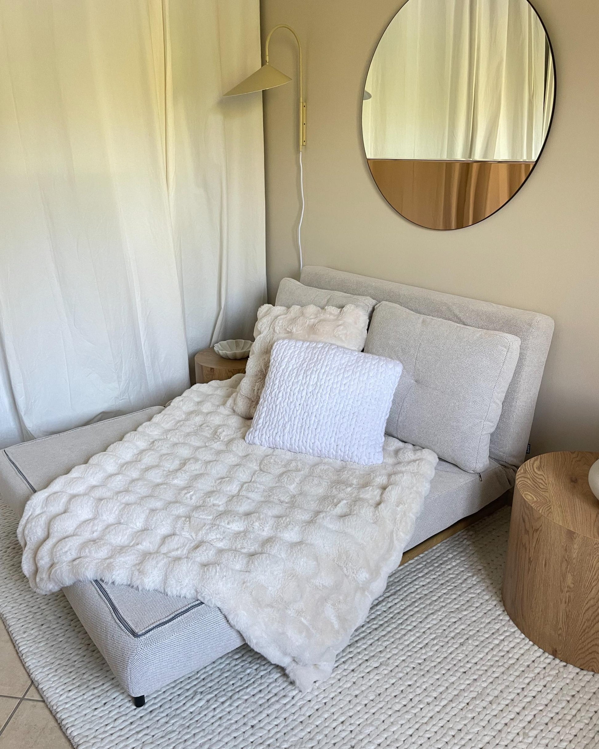 Sofa Bed 2 Seater JERSLEV Fabric Off-White