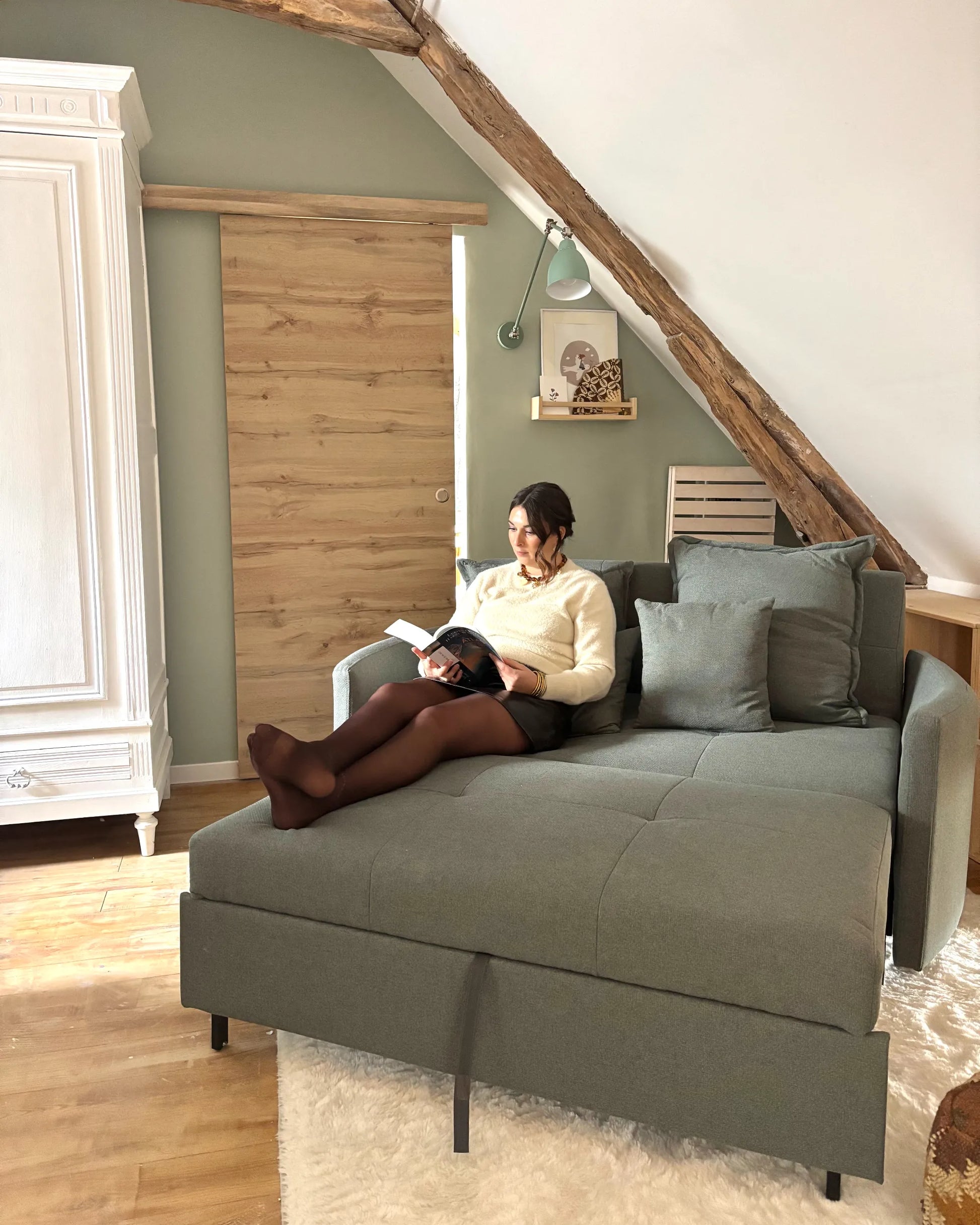  Sofa Bed 2 Seater HOVIN Fabric Green