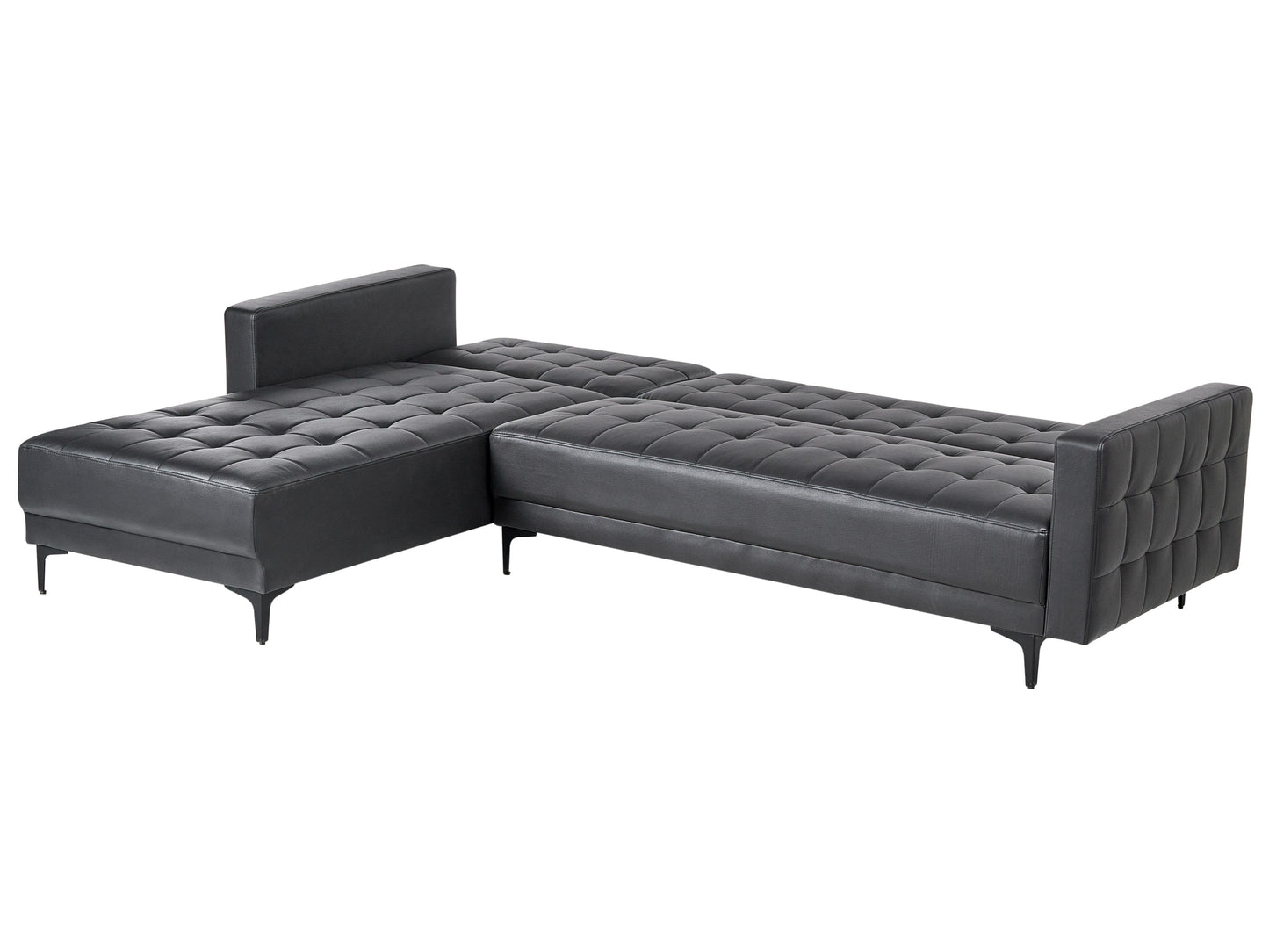  Modular Corner Sofa Bed 4 Seater ABERDEEN Faux Leather Black Right Hand