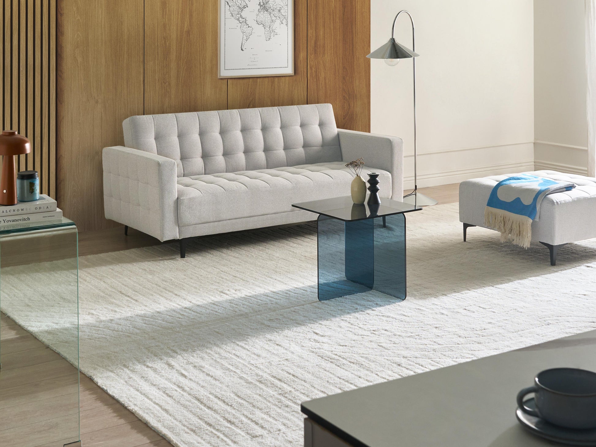  Sofa Bed 3 Seater ABERDEEN Fabric Light Grey